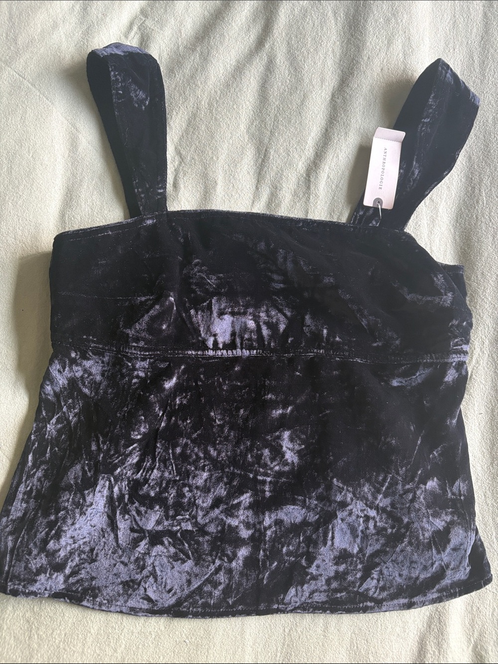 Anthropologie Pilcro Velvet Crop Top in Black NWT